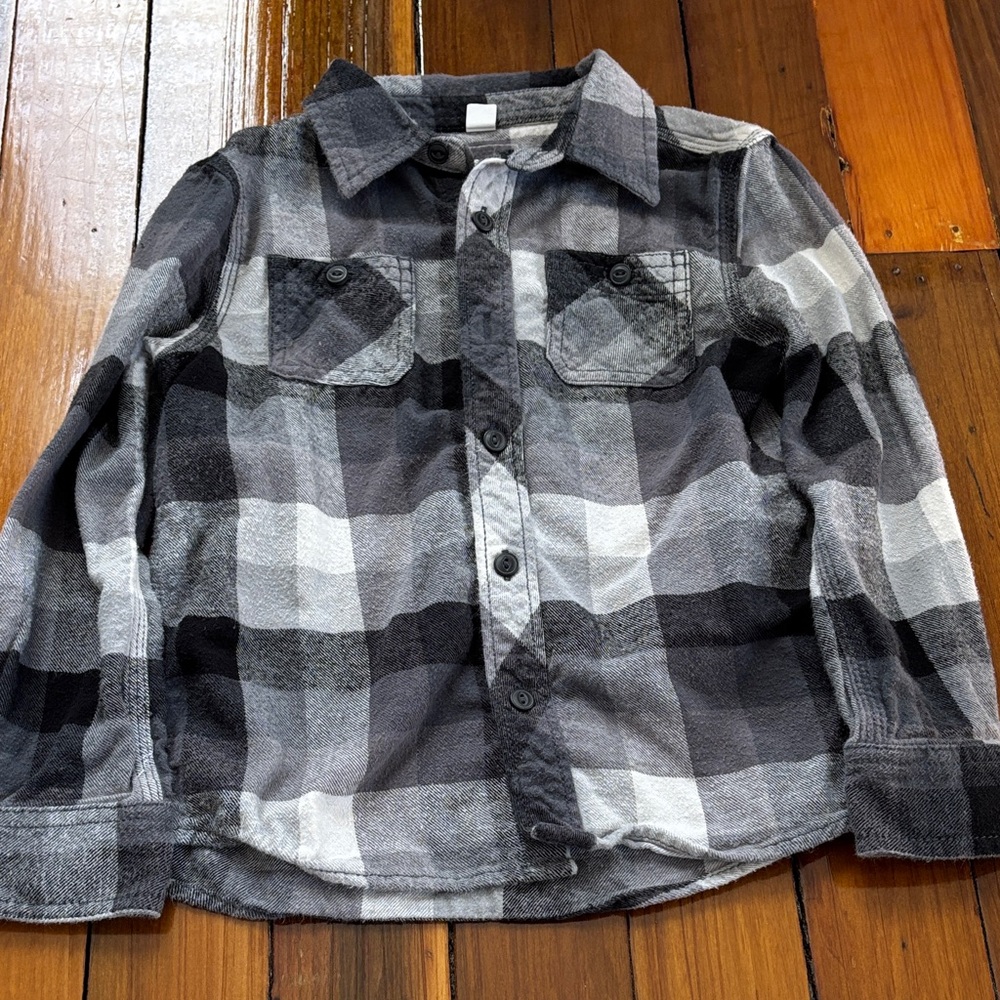 Plaid Kids Shirt - Black and Gray